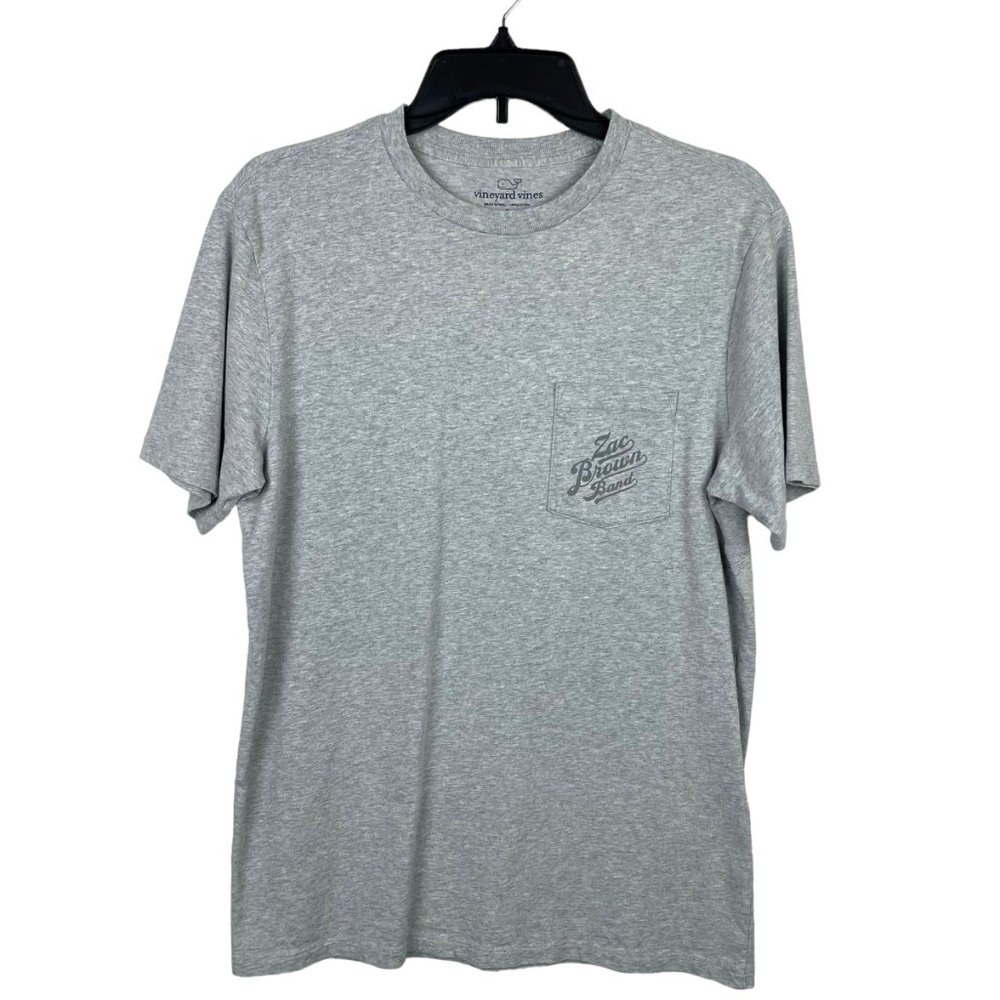VINEYARD VINES Womens S Gray Zac Brown Band Short Sleeve T-Shirt Chest Pocket